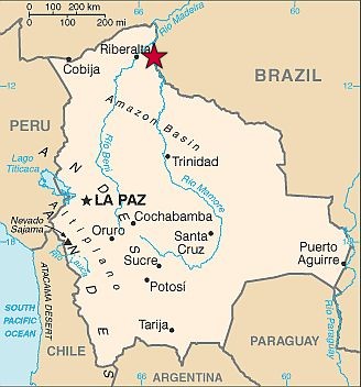 Map of Bolivia-small