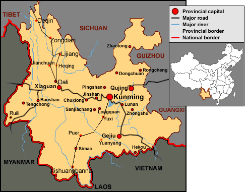 carte du Yunnan