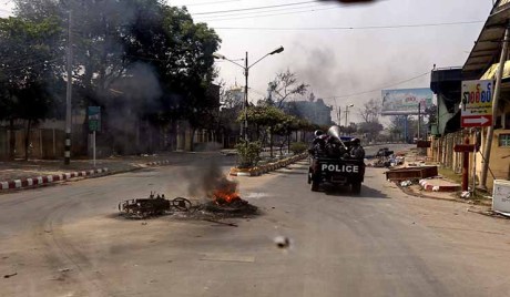 Riots between Buddhists and Muslims in Meikhtila, central,&nbsp;Myanmar