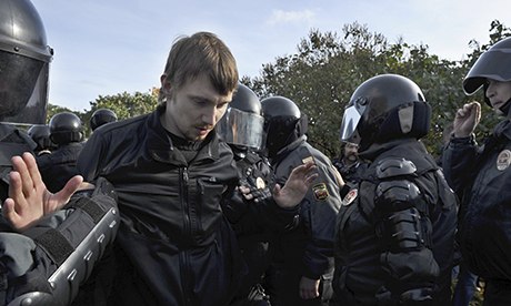 Gay rights protest St Petersburg